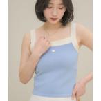 キャミソール バイカラーニットタンク