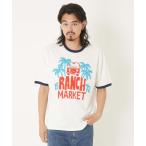 tシャツ CS0028 ガーゼウラケ パームツリープリント リンガーTEE メンズ