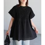 ブラウス シャツ インド綿スモッキング刺繍フレアブラウス レディース