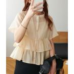 ブラウス シャツ 「WEB限定」ラメシアーティアード半袖ブラウス レディース