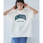 tシャツ リメイクライク カレッジロゴ刺繍スイッチング半袖Tシャツ レディース