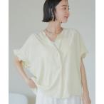 ブラウス シャツ 「接触冷感」袖フリルスキッパーブラウス レディース