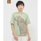 tシャツ 「L」「カタログ掲載品」「ウォッシャブル」パンサーモチーフジャカードカットソー レディース
