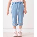 パンツ ウエストリボン裾レースお花シェル刺しゅう7分丈パンツ(90~130cm) キッズ 子供服 男の子 女の子