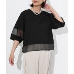 tシャツ オーガンジーランタンスリーブトップス レディース