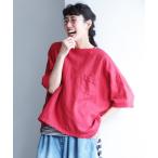 ブラウス シャツ 夏の「あかい」ポケットプルオーバー レディース
