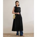 ワンピース フェイディドフラワープリント・無地ドレス/洗える