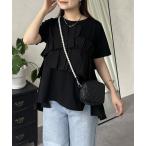 tシャツ フリルギャザーTシャツ レディース