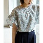 ブラウス シャツ リバティリーフプリント フリルスリーブブラウス レディース