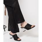 サンダル チュールメッシュクリアヒールミュール レディース