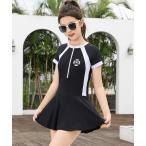  купальный костюм Kids купальный костюм короткий рукав Monotone one отметка Logo половина Zip One-piece способ все в одном купальный костюм Kids ребенок девочка 