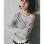 tシャツ シアーリブオフショルダートップス レディース