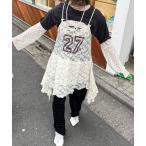 ワンピース レースチュニックナンバリングイレヘムワンピース