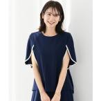 tシャツ 「ひんやり接触冷感」シルケット加工配色フラワースリーブトップス「大きいサイズ有」 レディース