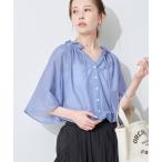 ブラウス シャツ シルク混フリルカラー5分袖ブラウス「手洗い可能」 レディース