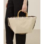 トートバッグ MED BAMBOO TOTE W/ST エクリュムーンラフィア レディース