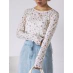 tシャツ 花柄シアーカットソー レディース