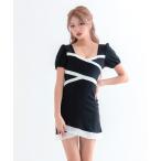  платье kyaba платье Mini тугой короткий рукав bai цвет Cross LAP способ дизайн платье 