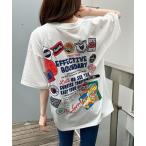 tシャツ バックプリントロゴ＆ワッペンTシャツ レディース