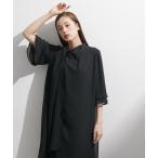 セットアップ 「喪服・礼服」日本製生地使用 洗える防しわアシメドレープデザイン前開きワンピース「Callarus」 レディース