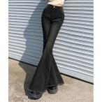 ジーンズ デニム デニムパンツ カットオフ ブーツカット ブラックデニム レディース