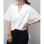 ブラウス シャツ コットンポプリンオープンカラー半袖ブラウス レディース
