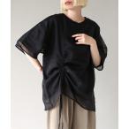 tシャツ オーガンジーレイヤード サイドドロストカットソー レディース