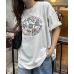 tシャツ 「ユニセックス」フラワーモチーフ刺繍ロゴTシャツ レディース メンズ