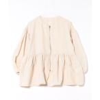 ジャケット ノーカラージャケット バルーンスリーブ ペプラムジャケット レディース