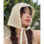 スカーフ バンダナ ストラップ付き クロシェ編みトライアングルスカーフ レディース