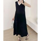  платье V шея безрукавка длинный One-piece 