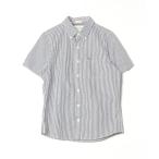 「Abercrombie&Fitch」 ストライプ柄半袖シャツ M ブルー メンズ