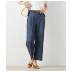 パンツ スラブシャンブレー タックワイドパンツ レディース