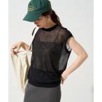 ニット セーター 限定展開 ハンドウォッシャブル リネン ミックス シアー ノースリーブ TEE レディース