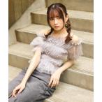 ブラウス シャツ 「AKB48 水島美結さん着用アイテム」シアーオフショルダーショートスリーブブラウス 夏服 シアートップス レディース