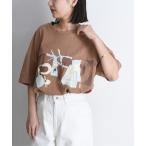 tシャツ ペインティング×刺繍デザインTシャツ レディース