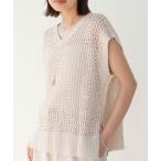 ベスト ジレ 透かし編みニットトップス レディース