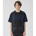 tシャツ 「BLACK lab.」ファブリックコンビクレストブリッジチェックTシャツ メンズ
