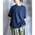 tシャツ 袖切替シャーリングTシャツ レディース