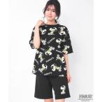 パジャマ ルームウェア 「家族・カップルでお揃いOK！」PEANUTS スヌーピー サングラス 半袖 綿混 上下セット (男女兼用サイズ) レディー