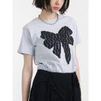 tシャツ リボンドッキングTシャツ 夏服 レディース