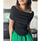 tシャツ サマー オフショルダーニットトップス レディース