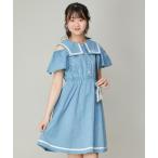 ワンピース 「コットン100%」セーラーカラーデニムワンピース キッズ 子供服 女の子