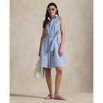 シャツワンピース オックスフォード ベルテッド スリーブレス シャツドレス