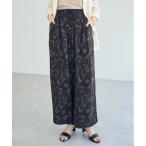 パンツ アートプリントスリットワイドパンツ レディース