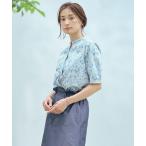 ブラウス シャツ 「洗える」LIBERTY バンドカラー ブラウス レディース