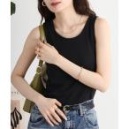 タンクトップ ノースリーブ カップ付きコットンフライスタンクトップ レディース