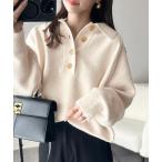 ニット セーター ふんわり＆もっちりな肌ざわり。襟付きラグランスリーブニットプルオーバー（長袖） レディース