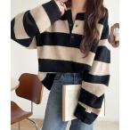 ニット セーター 「JaVaジャバコラボ」ボーダー＆無地で大人女子のリアルバイヘンリーネックラガーニットプルオーバー（長袖） レディース