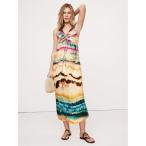 ワンピース リネン キーホール ミディドレス